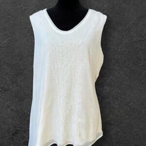 Coldwater Creek women’s size L 14 ivory tank top with beadwork on front